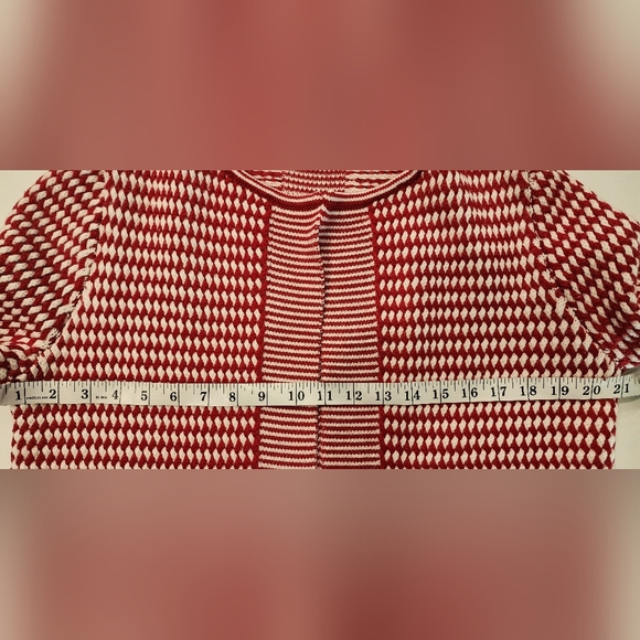 Talbots Open-front Cardigan Sweater Pure Merino Wool Women's M Red & White - Picture 11 of 12